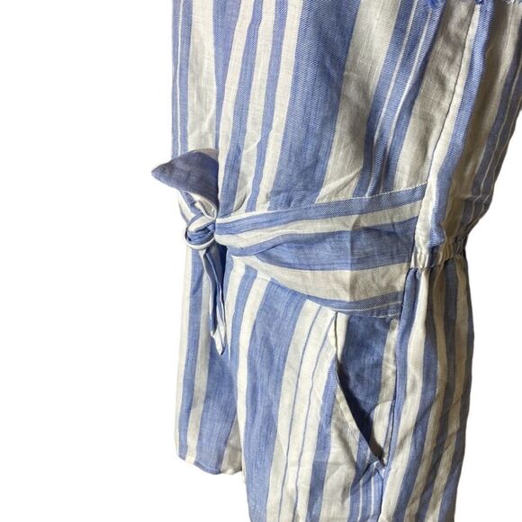 Vineyard vines striped tie front romper breaker blue stripe xs new - Picture 4 of 8
